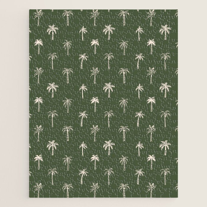 Vintage tropical palm tree beach pattern Jigsaw Puzzle Gallery Image 1