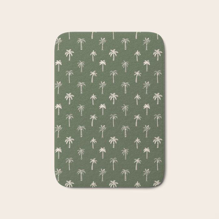 Vintage tropical palm tree beach pattern Bath Mat Gallery Image 1