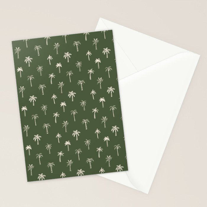 Vintage tropical palm tree beach pattern Stationery Card Gallery Image 2