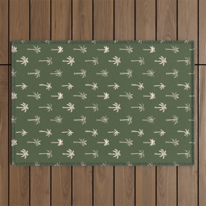 Vintage tropical palm tree beach pattern Outdoor Rug Gallery Image 1