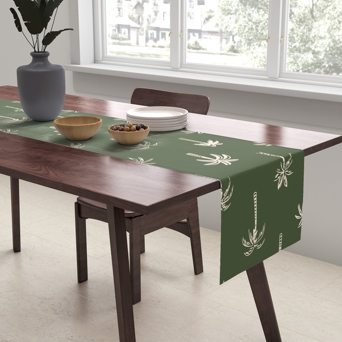 Vintage tropical palm tree beach pattern Table Runner Gallery Image 2
