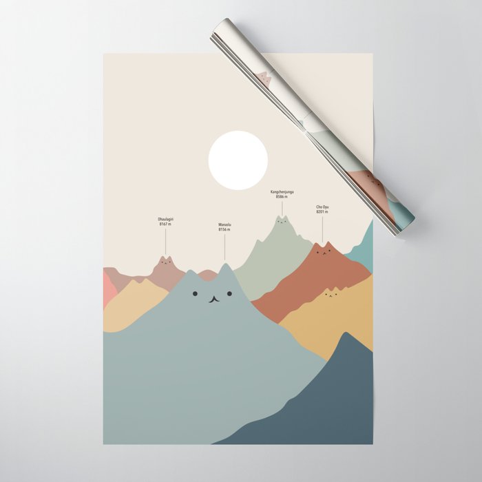 Cat Landscape 115: Himeowlaya Wrapping Paper Gallery Image 1