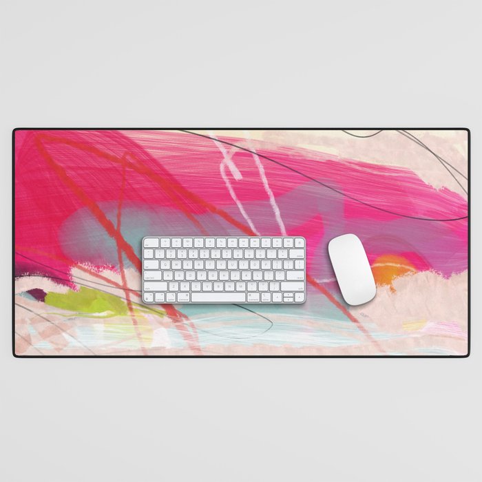 abstract landscape with pink sky over white cloud mountain Desk Mat Gallery Image 1