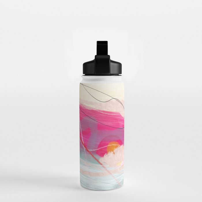 abstract landscape with pink sky over white cloud mountain Water Bottle Gallery Image 2