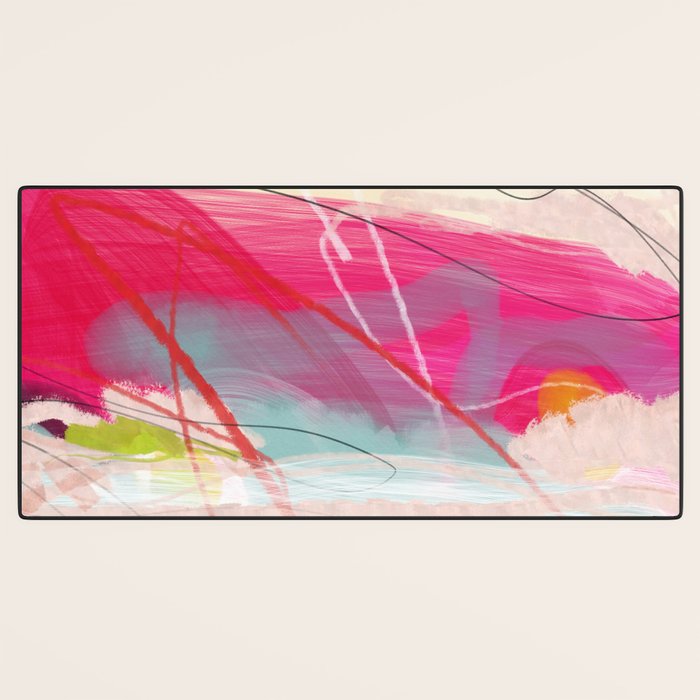 abstract landscape with pink sky over white cloud mountain Desk Mat Gallery Image 3