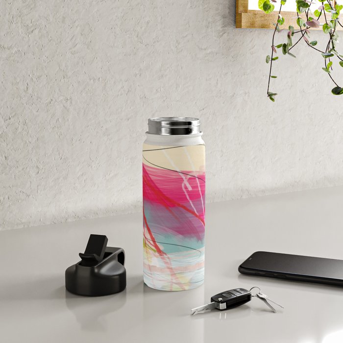 abstract landscape with pink sky over white cloud mountain Water Bottle Gallery Image 4