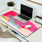 abstract landscape with pink sky over white cloud mountain Desk Mat Gallery Image 2