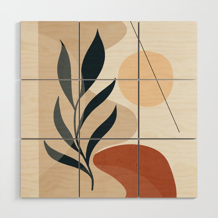 Minimal Abstract Art Plant 9 Wood Wall Art Gallery Image 1