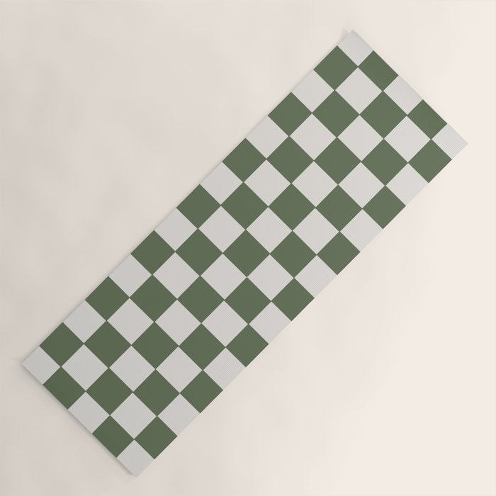 Soft Checkerboard Muted Green Yoga Mat Gallery Image 1