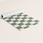 Soft Checkerboard Muted Green Yoga Mat Gallery Image 2