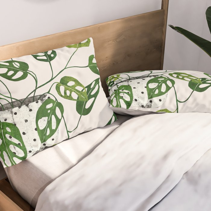 Monstera obliqua interior plant Pillow Sham Gallery Image 2