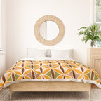 Retro 70s yellow brown ovals grid Duvet Cover Gallery Image 3