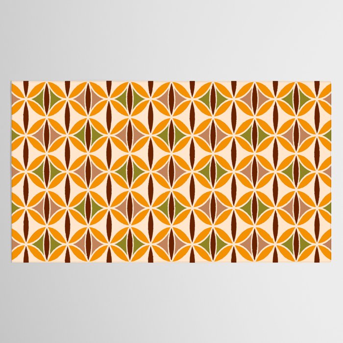 Retro 70s yellow brown ovals grid Tablecloth Gallery Image 2