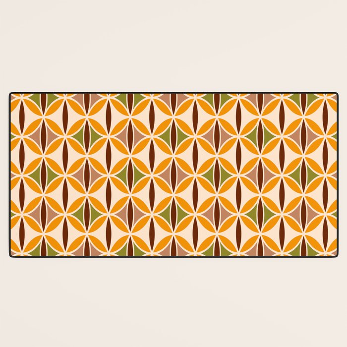 Retro 70s yellow brown ovals grid Desk Mat Gallery Image 3