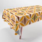 Retro 70s yellow brown ovals grid Tablecloth Gallery Image 1