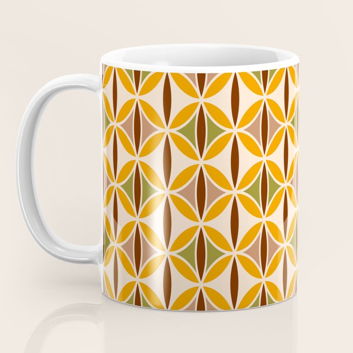 Retro 70s yellow brown ovals grid Coffee Mug Gallery Image 3