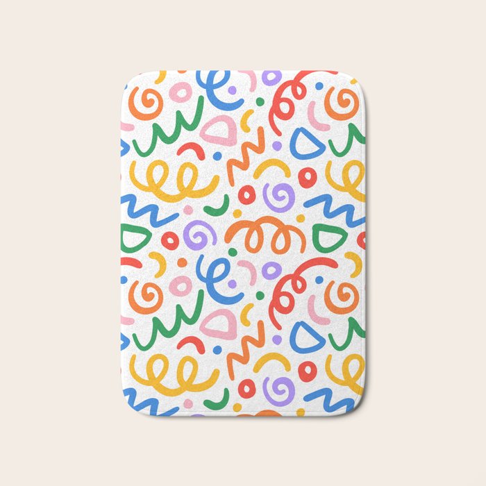 Colorful confetti art doodle pattern Bath Mat Gallery Image 1