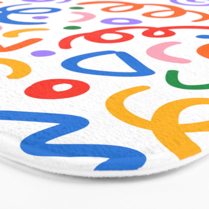 Colorful confetti art doodle pattern Bath Mat Gallery Image 3