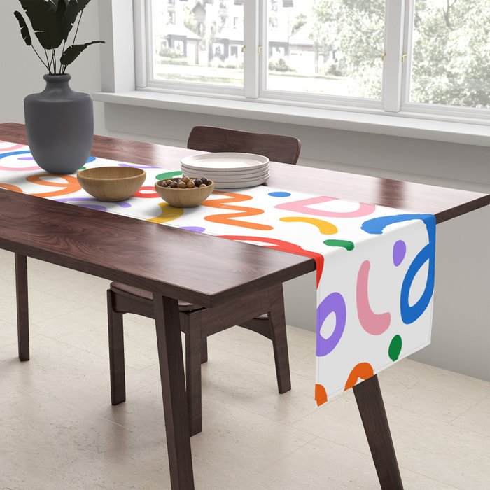 Colorful confetti art doodle pattern Table Runner Gallery Image 2