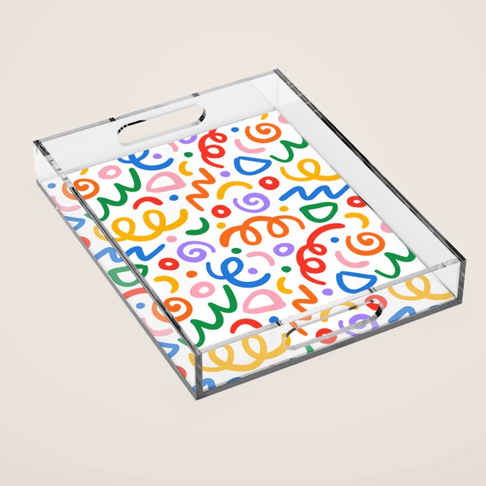 Colorful confetti art doodle pattern Acrylic Tray Gallery Image 1