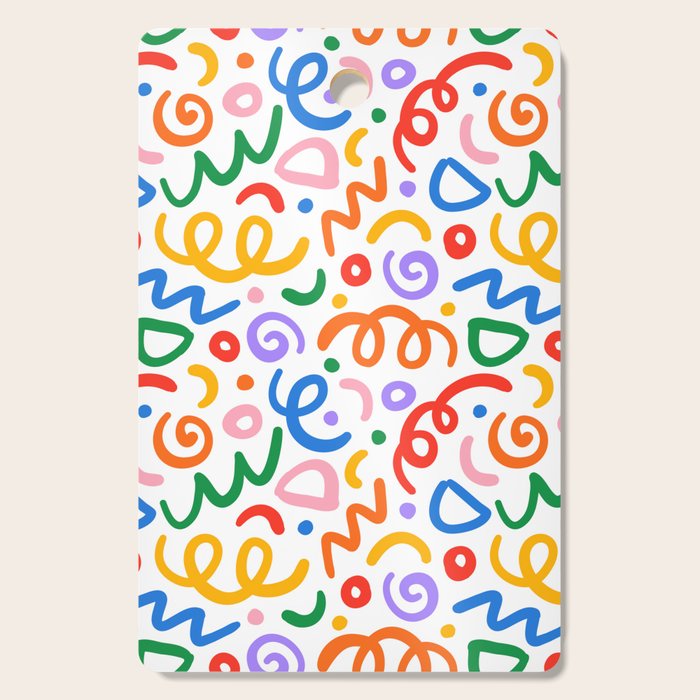 Colorful confetti art doodle pattern Cutting Board Gallery Image 1