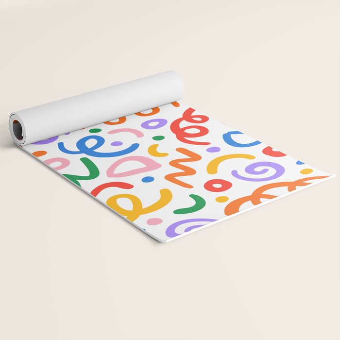 Colorful confetti art doodle pattern Yoga Mat Gallery Image 2