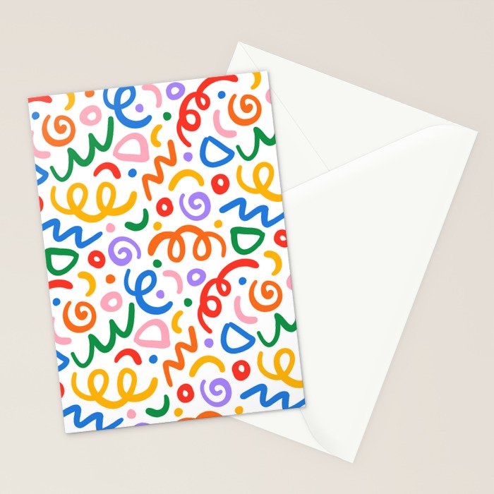 Colorful confetti art doodle pattern Stationery Card Gallery Image 2