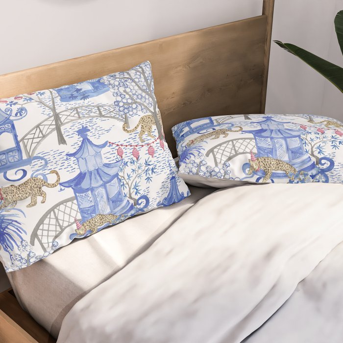 Party Leopards in the Pagoda Forest Pillow Sham Gallery Image 2