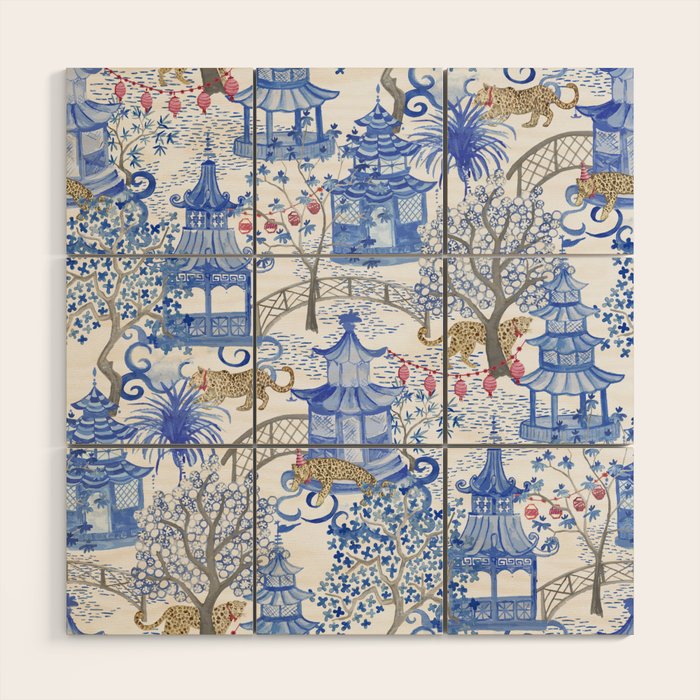 Party Leopards in the Pagoda Forest Wood Wall Art Gallery Image 1