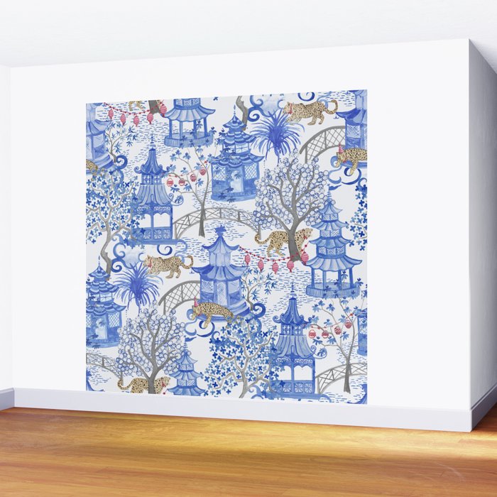 Party Leopards in the Pagoda Forest Wall Mural Gallery Image 2