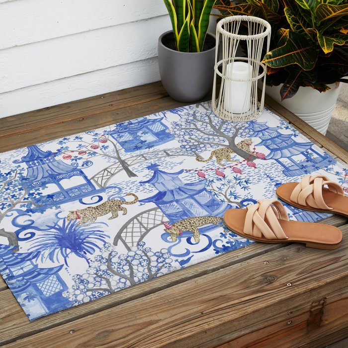 Party Leopards in the Pagoda Forest Outdoor Rug Gallery Image 2