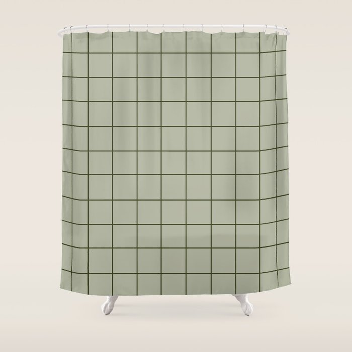 Grid (Green) Shower Curtain Gallery Image 1
