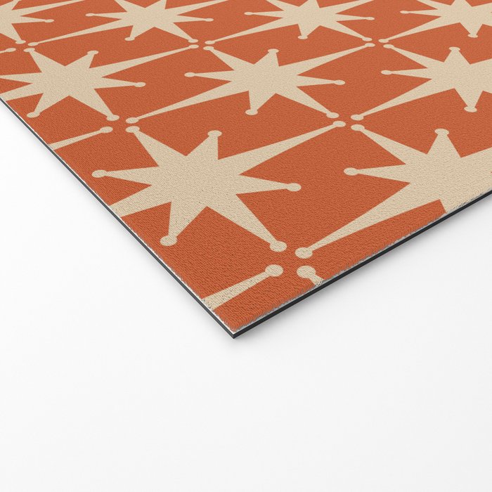Midcentury Modern Atomic Starburst Pattern in Mid Mod Burnt Orange and Beige Welcome Mat Gallery Image 2
