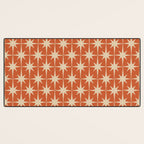 Midcentury Modern Atomic Starburst Pattern in Mid Mod Burnt Orange and Beige Desk Mat Gallery Image 3