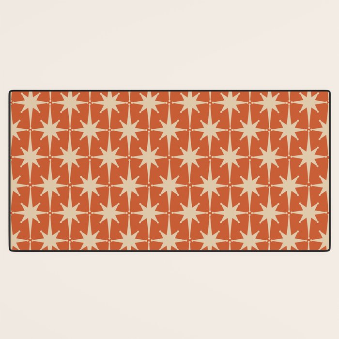 Midcentury Modern Atomic Starburst Pattern in Mid Mod Burnt Orange and Beige Desk Mat Gallery Image 3