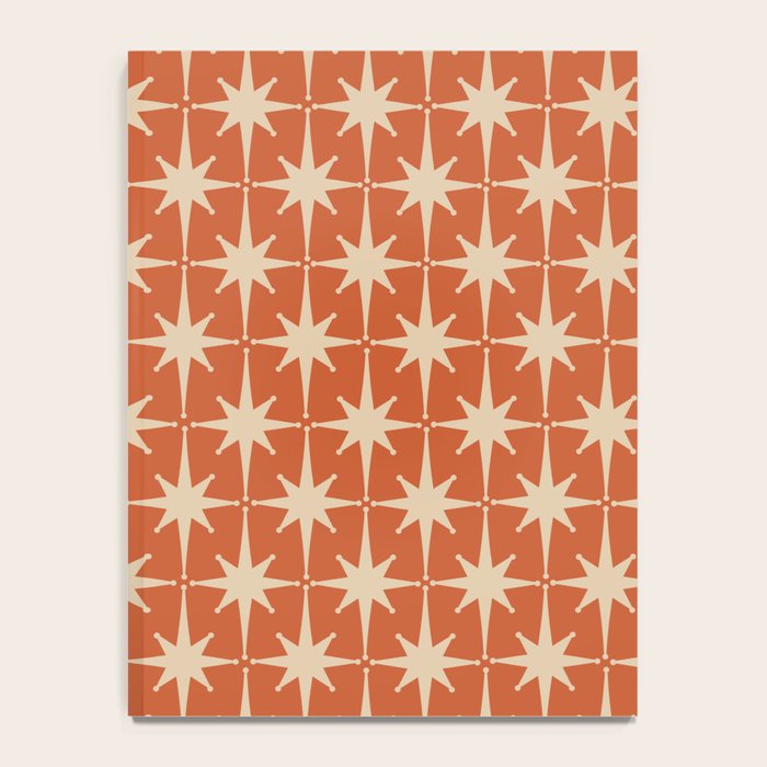 Midcentury Modern Atomic Starburst Pattern in Mid Mod Burnt Orange and Beige Notebook Gallery Image 4