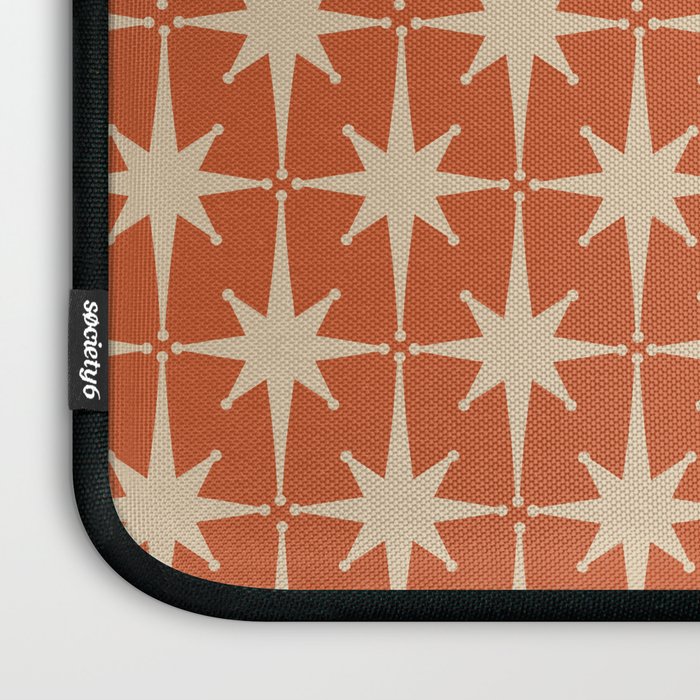 Midcentury Modern Atomic Starburst Pattern in Mid Mod Burnt Orange and Beige Laptop Sleeve Gallery Image 3