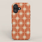 Midcentury Modern Atomic Starburst Pattern in Mid Mod Burnt Orange and Beige iPhone Case Gallery Image 1
