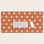 Midcentury Modern Atomic Starburst Pattern in Mid Mod Burnt Orange and Beige Desk Mat Gallery Image 1