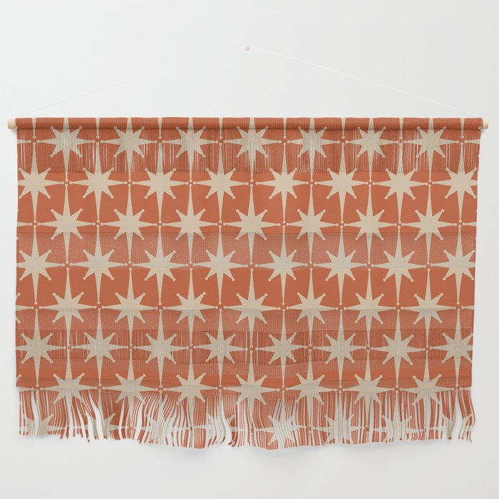 Midcentury Modern Atomic Starburst Pattern in Mid Mod Burnt Orange and Beige Wall Hanging Gallery Image 1