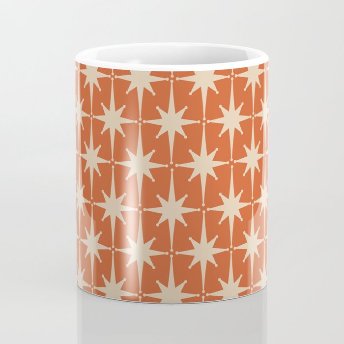 Midcentury Modern Atomic Starburst Pattern in Mid Mod Burnt Orange and Beige Coffee Mug Gallery Image 4