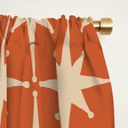 Midcentury Modern Atomic Starburst Pattern in Mid Mod Burnt Orange and Beige Window Curtain Gallery Image 2