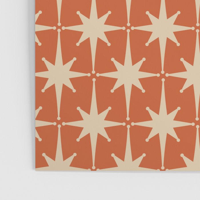 Midcentury Modern Atomic Starburst Pattern in Mid Mod Burnt Orange and Beige Poster Gallery Image 3