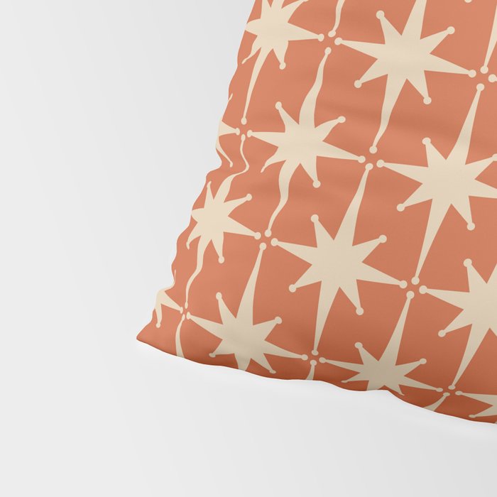 Midcentury Modern Atomic Starburst Pattern in Mid Mod Burnt Orange and Beige Pillow Sham Gallery Image 4
