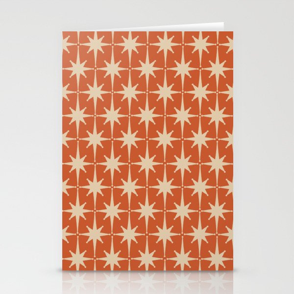 Midcentury Modern Atomic Starburst Pattern in Mid Mod Burnt Orange and Beige Stationery Card Gallery Image 2