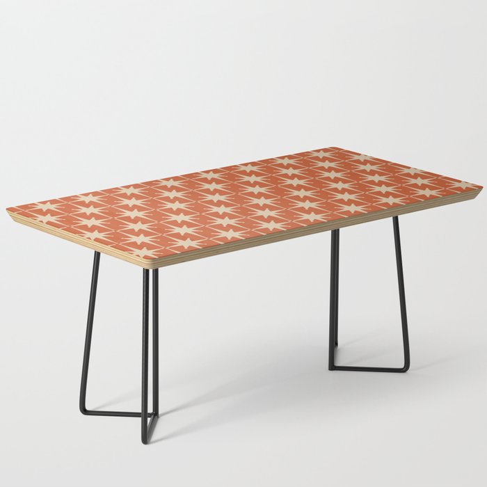 Midcentury Modern Atomic Starburst Pattern in Mid Mod Burnt Orange and Beige Coffee Table Gallery Image 1
