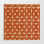 Midcentury Modern Atomic Starburst Pattern in Mid Mod Burnt Orange and Beige Wood Wall Art Gallery Image 1