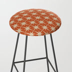 Midcentury Modern Atomic Starburst Pattern in Mid Mod Burnt Orange and Beige Stool Gallery Image 2