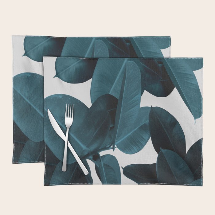 Indigo Blue Plant Leaves Placemat Gallery Image 1