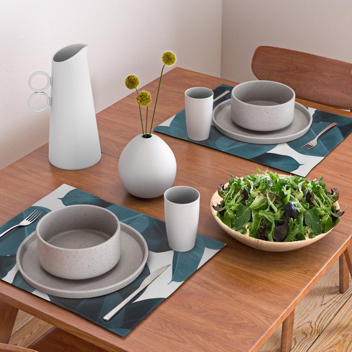 Indigo Blue Plant Leaves Placemat Gallery Image 2